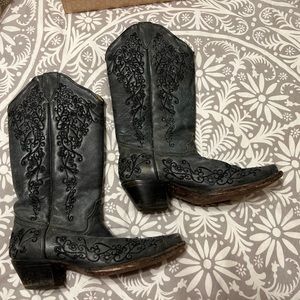 Vintage black Corral Cowgirl boots with embroidery